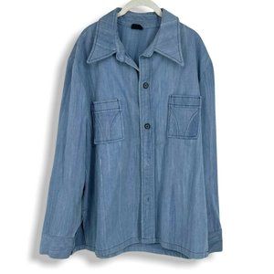 Rice Sports Vintage Oversized Shacket Blue Size 46 Large Women Button Down